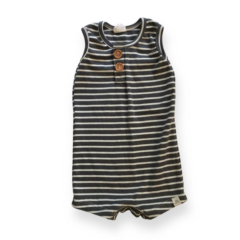 Lulu + Roo gray stripe henley romper